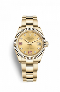 Rolex Datejust 31 Yellow Gold Fluted / Oyster / Champagne Diamond 178278-0132
