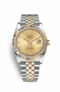 Rolex Datejust 36 Rolesor Yellow Fluted / Jubilee / Champagne Roman 116233-0147