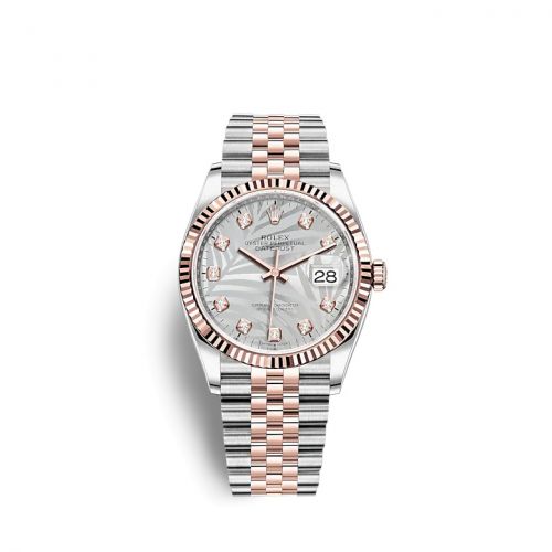 Rolex Datejust 36 Stainless Steel / Everose / Fluted / Silver - Palm - Diamond / Jubilee 126231-0037