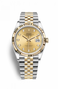 Rolex Datejust 36 Stainless Steel / Yellow Gold / Fluted / Champagne Diamond / Jubilee 126233-0017