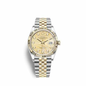 Rolex Datejust 36 Stainless Steel - Yellow Gold - Fluted / Champagne - Palm - Diamond / Jubilee 126233-0043
