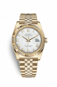 Rolex Datejust 36 Yellow Gold Fluted / Jubilee / White Roman 116238-0060