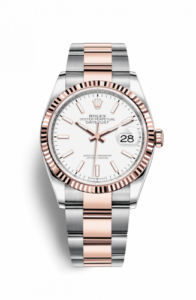 Rolex Datejust 36 Stainless Steel / Everose / Fluted / White / Oyster 126231-0018