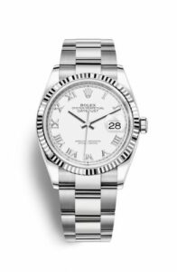 Rolex Datejust 36 Stainless Steel / Fluted / White Roman / Oyster 126234-0026