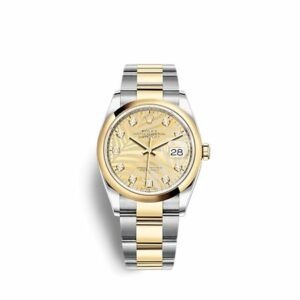 Rolex Datejust 36 Stainless Steel - Yellow Gold - Domed / Champagne - Palm - Diamond / Oyster 126203-0044