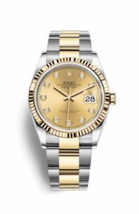 Rolex Datejust 36 Stainless Steel / Yellow Gold / Fluted / Champagne Diamond / Oyster 126233-0018