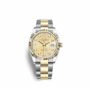 Rolex Datejust 36 Stainless Steel - Yellow Gold - Fluted / Champagne - Palm - Diamond / Oyster 126233-0044