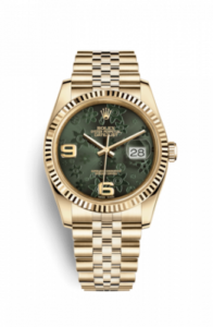 Rolex Datejust 36 Yellow Gold Fluted / Jubilee / Green Floral 116238-0085