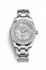 Rolex Datejust Pearlmaster 34 White Gold Diamond Mother of Pearl Roman 81299-0031