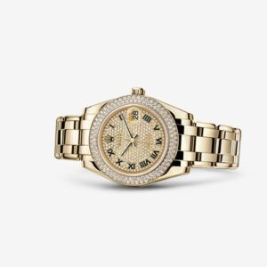 Rolex Datejust Pearlmaster 34 Yellow Gold Double Diamond Paved Roman 81338-0038