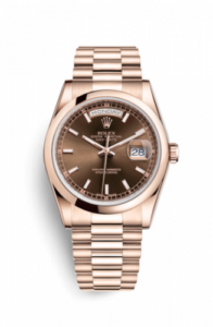 Rolex Day-Date 36 Everose Domed / President / Chocolate 118205f-0142