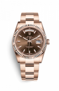 Rolex Day-Date 36 Everose Fluted / Oyster / Chocolate 118235f-0129
