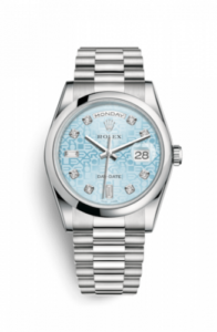 Rolex Day-Date 36 Platinum Domed / President / Ice Blue Computer 118206-0017