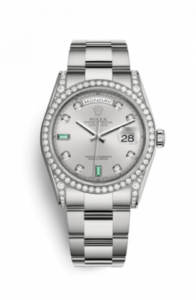 Rolex Day-Date 36 White Gold Diamond / Oyster / Silver Diamond Emerald 118389-0124