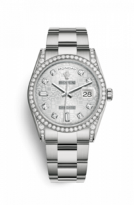 Rolex Day-Date 36 White Gold Diamonds / Oyster / Silver Computer 118389-0122