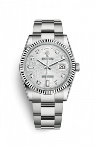 Rolex Day-Date 36 White Gold Fluted / Oyster / Silver Computer 118239-0143
