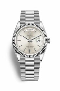 Rolex Day-Date 36 White Gold / Fluted / Silver / President 128239-0005