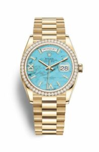 Rolex Day-Date 36 Yellow Gold / Diamond / Turquoise / President 128348RBR-0037