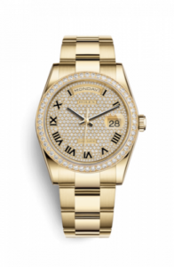 Rolex Day-Date 36 Yellow Gold Diamonds / Oyster / Paved Roman 118348-0226