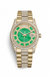Rolex Day-Date 36 Yellow Gold Diamonds / President Diamonds / Green Jade Carousel 118388-0159