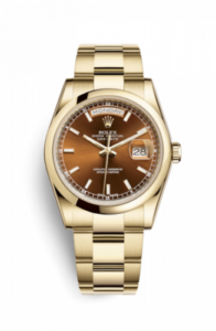 Rolex Day-Date 36 Yellow Gold Domed / Oyster / Cognac 118208-0343