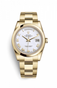 Rolex Day-Date 36 Yellow Gold Domed / Oyster / White Roman 118208-0087