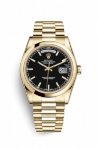 Rolex Day-Date 36 Yellow Gold Domed / President / Black 118208-0082