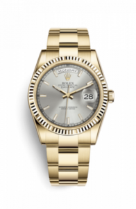 Rolex Day-Date 36 Yellow Gold Fluted / Oyster / Silver 118238-0164