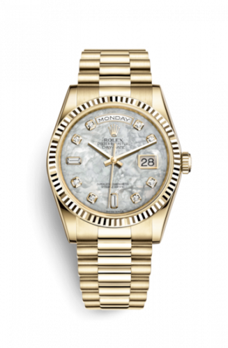 Rolex Day-Date 36 Yellow Gold Fluted / President / MOP 118238-0115