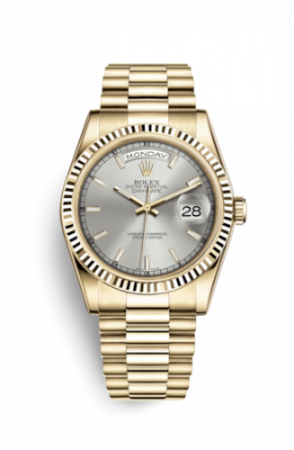 Rolex Day-Date 36 Yellow Gold Fluted / President / Silver 118238-0106