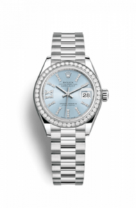 Rolex Lady-Datejust 28 Platinum Diamond / President / Ice Blue Diamonds 279136rbr-0001