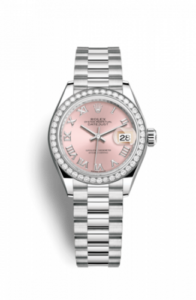 Rolex Lady-Datejust 28 Platinum Diamond / President / Pink Roman 279136rbr-0012