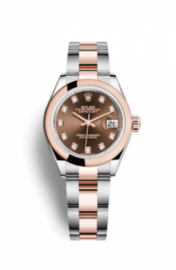 Rolex Lady-Datejust 28 Rolesor Rose Domed / Oyster / Chocolate Diamond 279161-0012