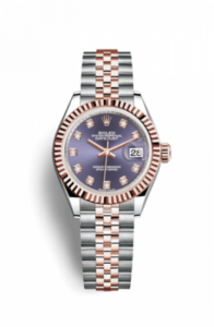 Rolex Lady-Datejust 28 Rolesor Rose Fluted / Jubilee / Aubergine Diamonds 279171-0015