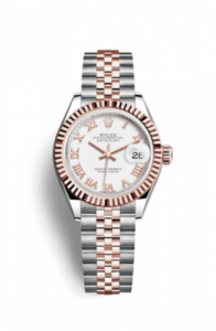 Rolex Lady-Datejust 28 Rolesor Rose Fluted / Jubilee / White Roman 279171-0021