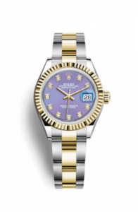 Rolex Lady-Datejust 28 Rolesor Yellow Fluted / Oyster / Lavender Diamond 279173-0018