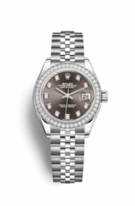 Rolex Lady-Datejust 28 Stainless Steel / Diamond / Grey - Diamond / Jubilee 279384rbr-0017
