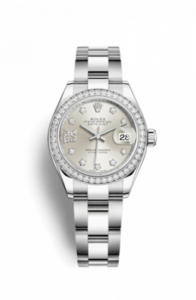 Rolex Lady-Datejust 28 Stainless Steel / Diamond / Silver - Diamond / Oyster 279384rbr-0022