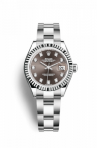 Rolex Lady-Datejust 28 Stainless Steel Fluted / Grey - Diamond / Oyster 279174-0016