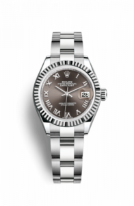 Rolex Lady-Datejust 28 Stainless Steel Fluted / Grey - Roman / Oyster 279174-0014