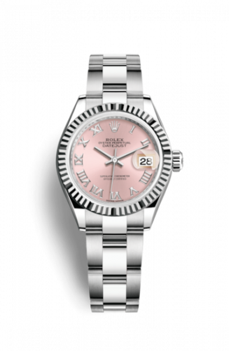 Rolex Lady-Datejust 28 Stainless Steel Fluted / Pink - Roman / Oyster 279174-0018