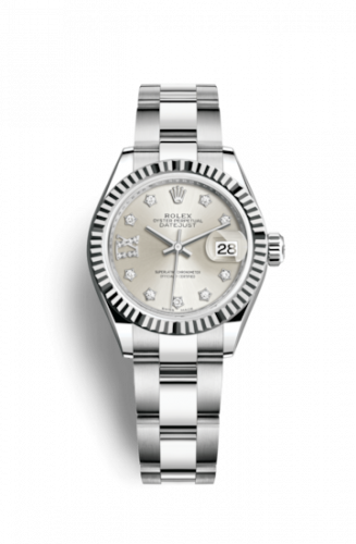 Rolex Lady-Datejust 28 Stainless Steel Fluted / Silver - Diamond / Oyster 279174-0022