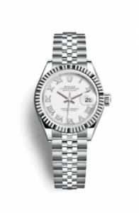 Rolex Lady-Datejust 28 Stainless Steel Fluted / White - Roman / Jubilee 279174-0019