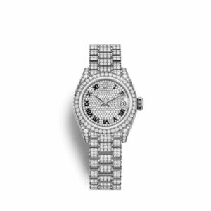 Rolex Lady-Datejust 28 White Gold / Diamond / Paved - Roman / President 279459RBR-0001