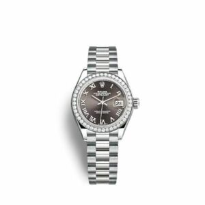 Rolex Lady-Datejust 28 White Gold - Diamond / President / Grey - Roman 279139RBR-0010