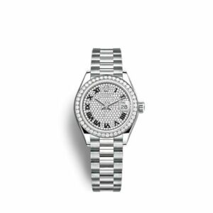 Rolex Lady-Datejust 28 White Gold - Diamond / President / Paved - Roman 279139RBR-0014
