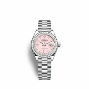 Rolex Lady-Datejust 28 White Gold - Diamond / President / Pink Opal 279139RBR-0002