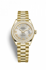 Rolex Lady-Datejust 28 Yellow Gold Diamond / President / Silver Roman 279138rbr-0017