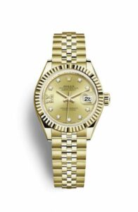 Rolex Lady-Datejust 28 Yellow Gold Fluted / Jubilee / Champagne Diamond 279178-0014