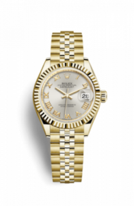 Rolex Lady-Datejust 28 Yellow Gold Fluted / Jubilee / Silver Roman 279178-0021